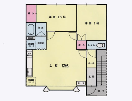 2号室と5号室の間取り図